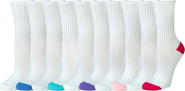 Amazon Essentials Women's Cotton Cushioned Crew Socks, 10 Pairs