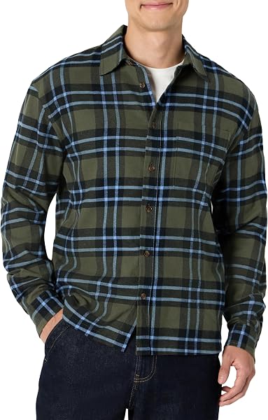 Amazon Essentials Men's Relaxed-Fit Long-Sleeve Flannel Shirt with Button…