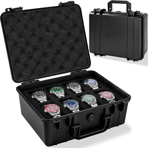 8 Slots Watch Travel Case for Men, Hard Shell Storage Box
