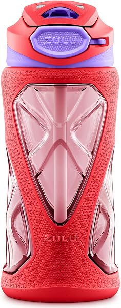 ZULU Torque 16oz Plastic Kids Water Bottle with Silicone Sleeve and…
