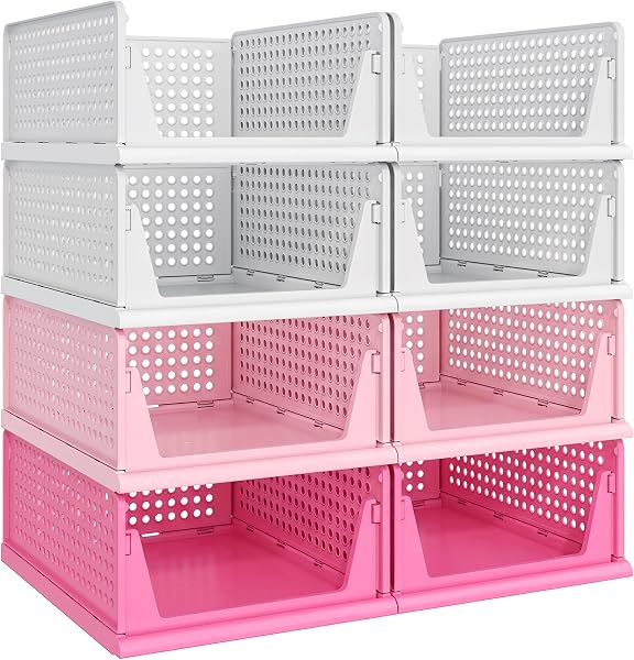 Pink Girl Closet Organizers and Storage Stackable Plastic Drawer Basket for…
