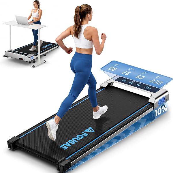Walking Pad with Incline, FOUSAE 6.2MPH Walking Pad Under Desk Treadmill with 10% Incline, Full Screen LED Display, 2.75HP Brushless Drive, 12 HIIT Programs, Remote Control, 350 LBS Capacity
