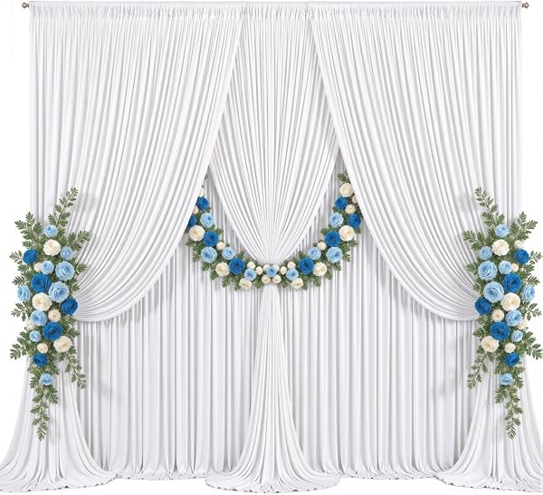 30x10ft White Backdrop Curtains for Parties Wedding Photo Wrinkle Free White…