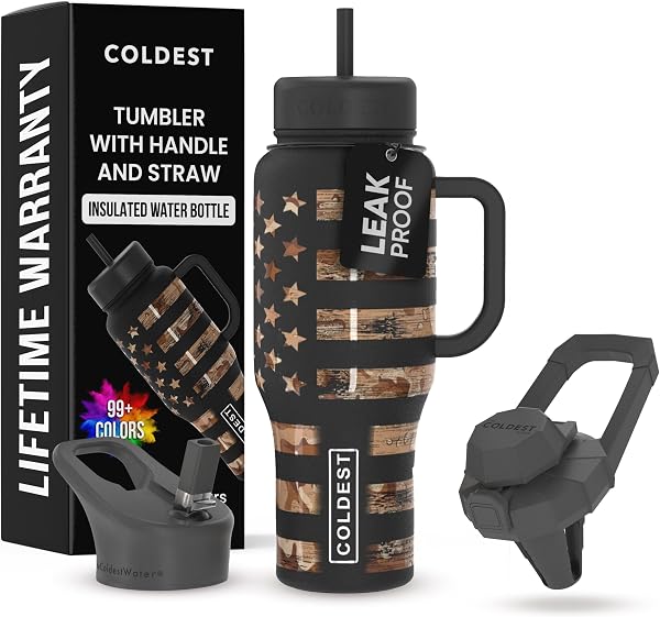 Coldest Tumbler with Handle and Straw, 100% Leak Proof Insulated Tumbler with…