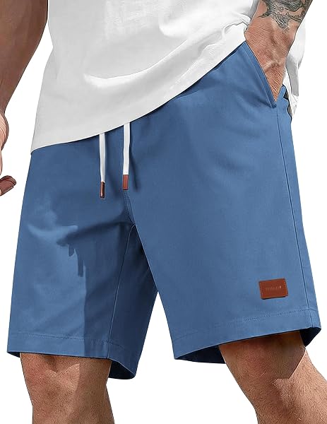 COOFANDY Mens Cotton Chino Shorts 9 Inch Casual Shorts Summer Beach Shorts