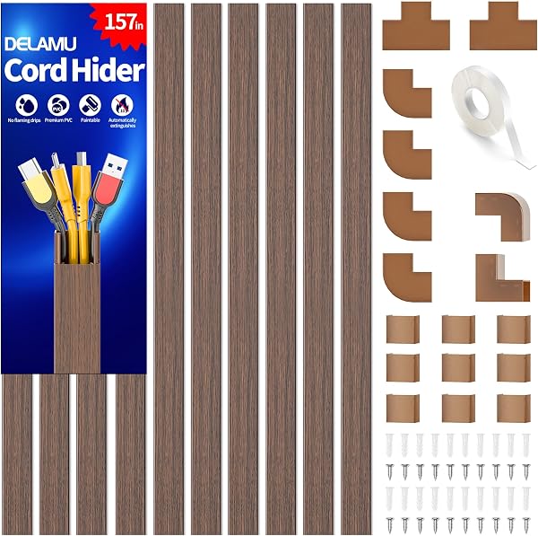 Delamu 157in Cord Hider Wall, TV Cable Hider Cord Covers for Wires on Wall…