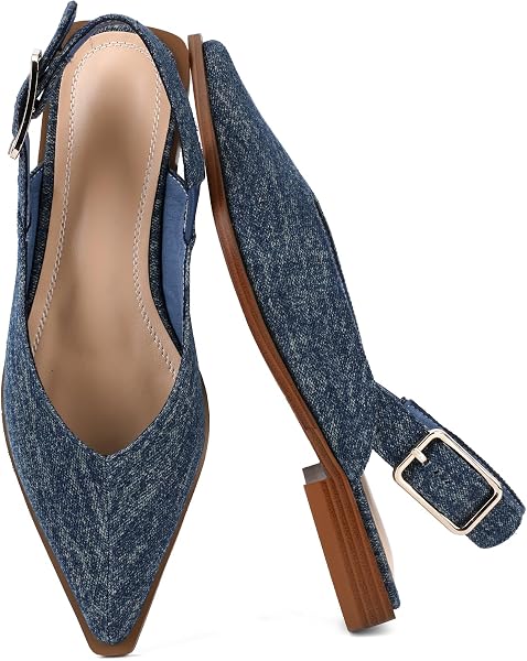 ZBOT Women's Flat Mules Pointed-Toe Closed-Toe Flats Open-Heel Slip-on Style…
