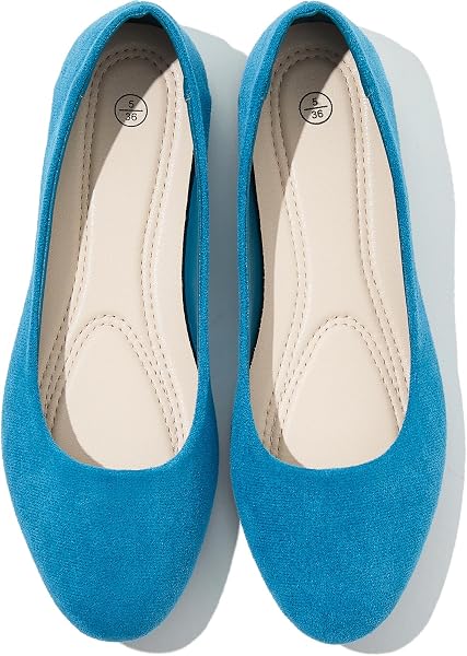 Shupua Flats for Women Round Toe Black Ballet Flats Dressy Work Shoes