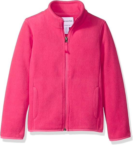 Amazon Essentials Girls and Toddlers' Polar Fleece Full-Zip Mock Jacket, Insulated Outerwear Coat