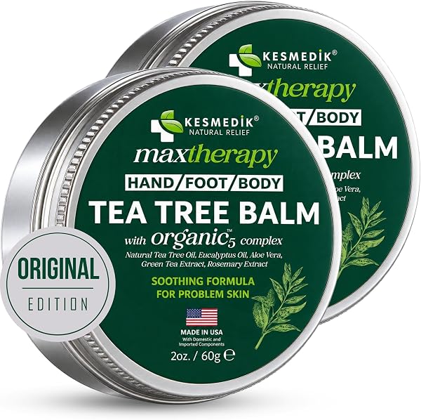 Tea Tree Oil Balm, Soothing Formula for Problem Skin on Foot & Body, 2-Pack