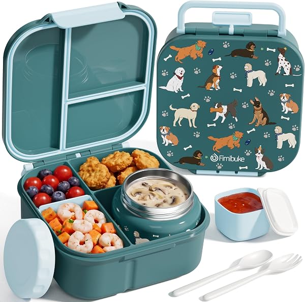 Fimibuke Bento Box for Kids, Toddler Lunch Box with 8.5oz Thermo Food Jar