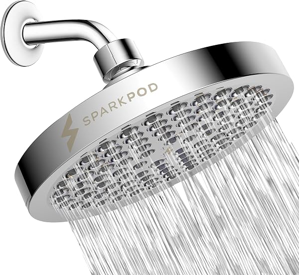 SparkPod Rain Shower Head, 6 Inch Round, Luxury Polished Chrome Finish