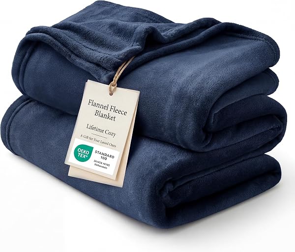 Bedsure Twin XL Fleece Blanket College Dorm Room Essentials Navy 66"x90"