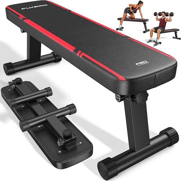 FLYBIRD Foldable Flat Weight Bench for Home Gym, 1000 Lbs Capacity with Dual…