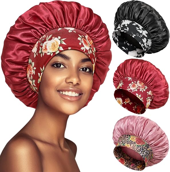3PCS Bonnets for Women, Satin Bonnet Hair Bonnet for Sleeping