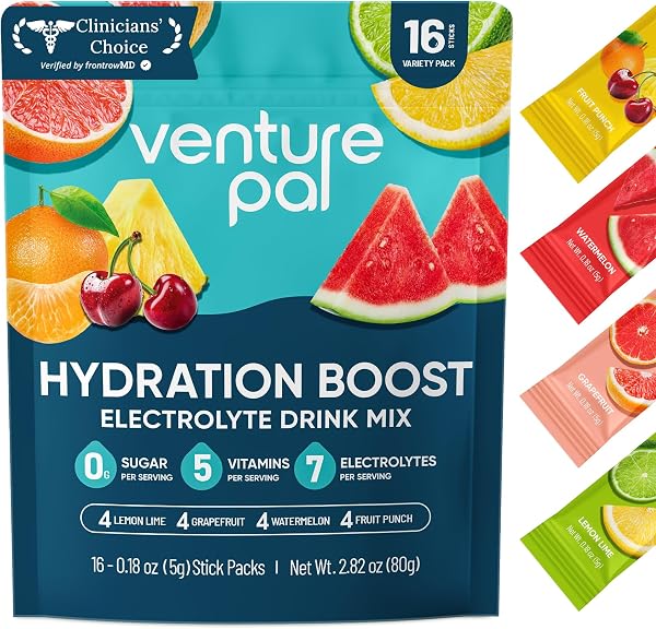Venture Pal Sugar Free Electrolyte Powder Packets, Keto Friendly, 16 Sticks