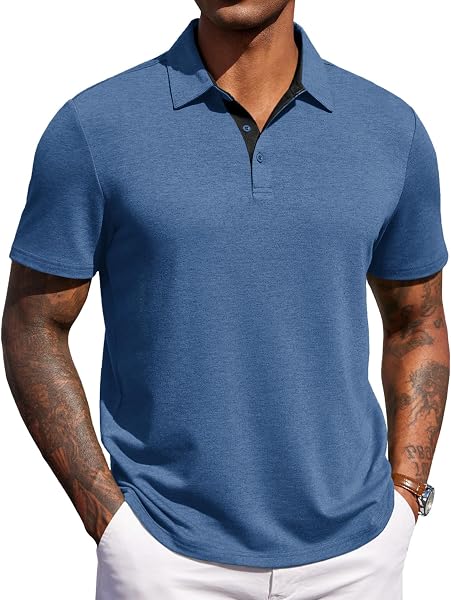 COOFANDY Mens Polo Shirts Short Sleeve Casual Summer Polo Tee Collared Tops
