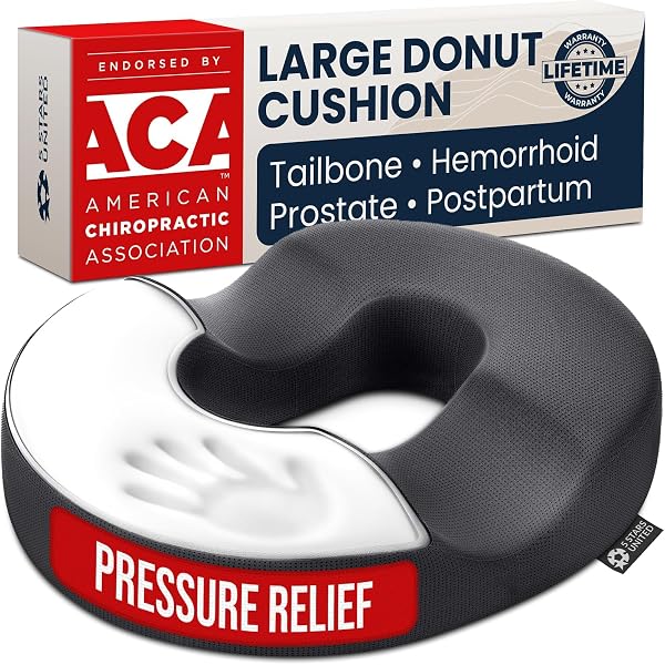 5 STARS UNITED Donut Pillow for Tailbone Pain & Hemorrhoids – Large Memory…
