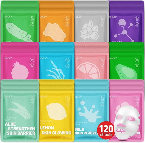 120 Pack Collagen Essence Sheet Face Masks Skincare, Face Mask for Women