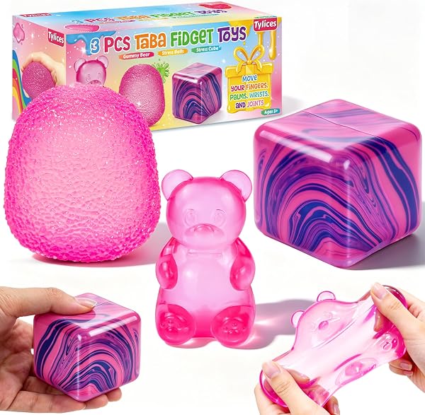 3Pcs Taba Squishies Fidget Toys, Stress Balls for Kids and Adults, Squishies…