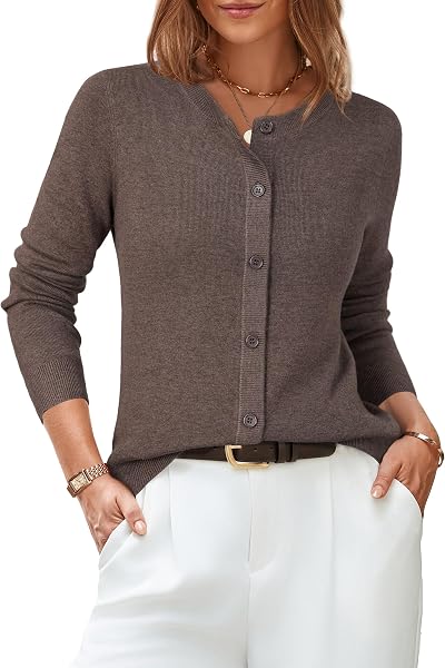 Arach&Cloz Women's Wool Blend Business Casual Fall Cardigan Sweaters Tops