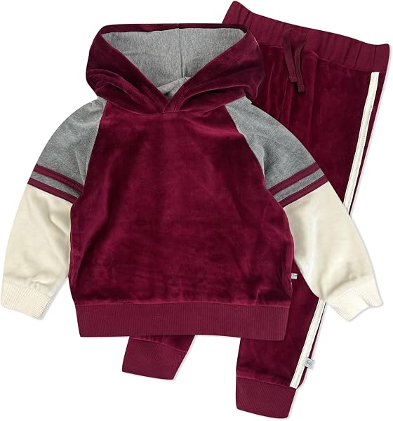 HonestBaby Velour Pullover Hoodie and Zip Front Sweatshirt and Jogger…