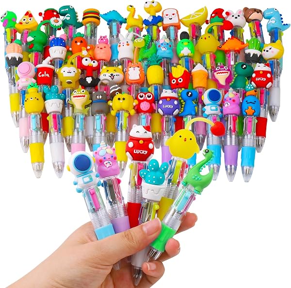 CZWZ 50Pcs Mini Multicolor Pens in One 4-in-1 Cute Pens Bulk for Kids…