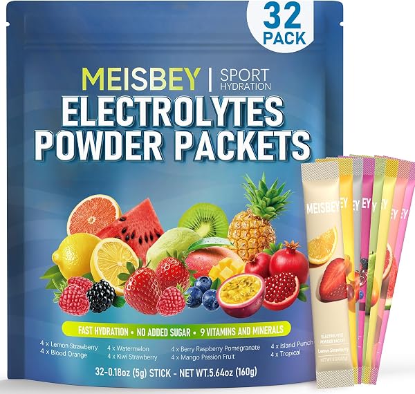 Electrolyte Powder Packets – 32 Sticks Sugar Free Hydration Packets, Liquid…