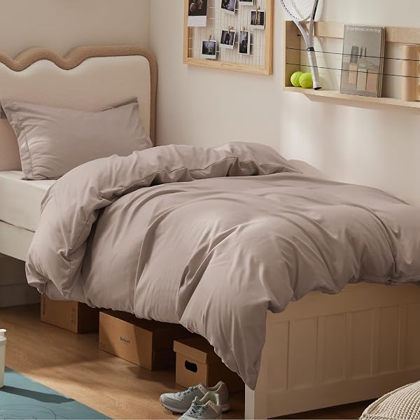 Bedsure Twin/Twin XL Duvet Cover, Double Brushed Bedding Set, Light Khaki