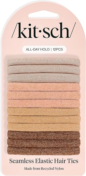 Kitsch Elastic Hair Ties no Damage | Stretchable Hair Bands - Neutral 12pcs