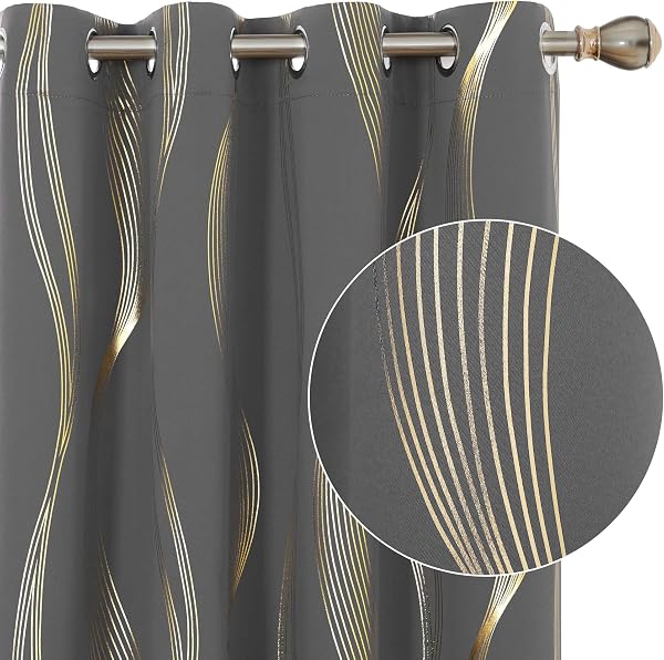Deconovo Curtains for Living Room, Pattern Blackout Curtains 95 Inches Long