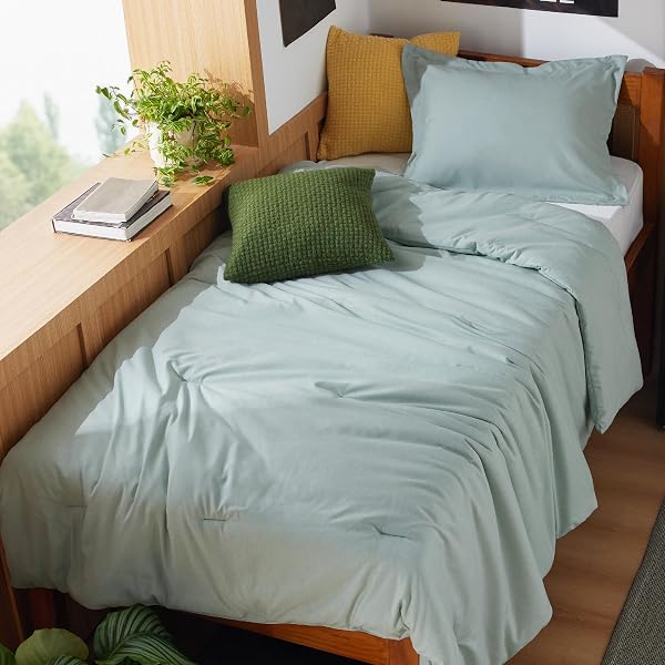 Bedsure Mint Green Twin Comforter Set, College Dorm Room Essentials 2 Pcs