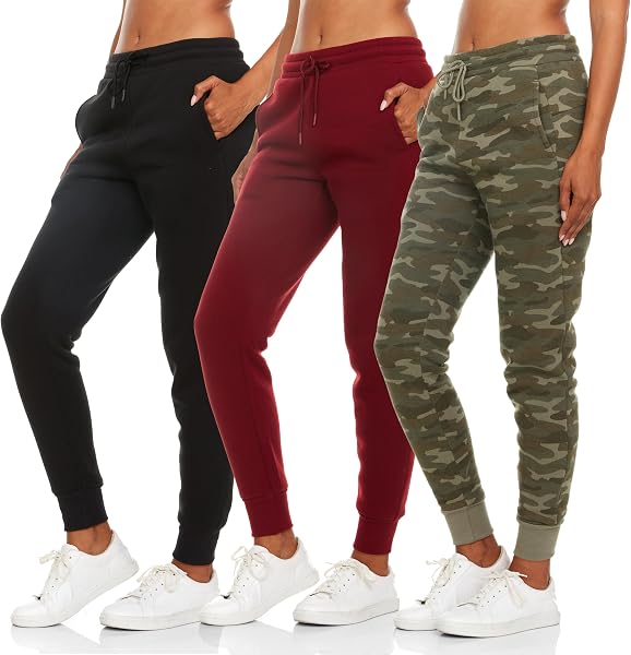 BottomLine 3 Pack Sweatpants Women, Fleece Womens Joggers with Pockets
