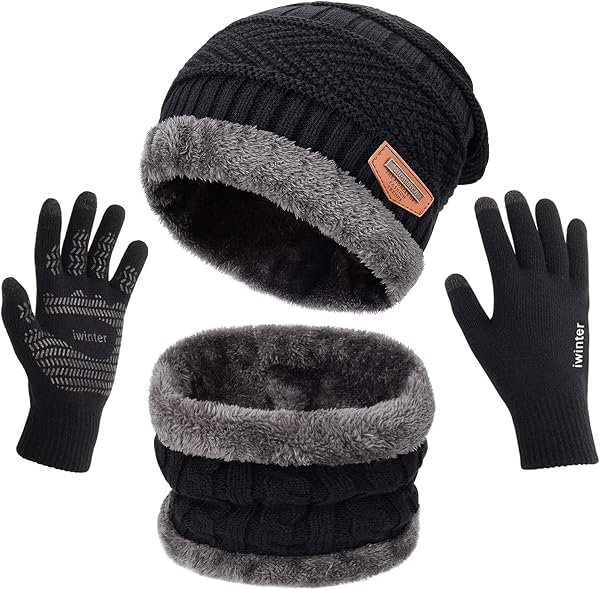 MAYLISACC Winter Knit Beanie Hat Neck Warmer Scarf and Touch Screen Gloves…