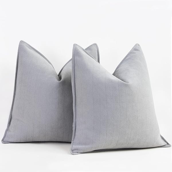 ZWJD Light Gray Pillow Covers 16x16 Set of 2 Chenille Throw Pillow Covers…
