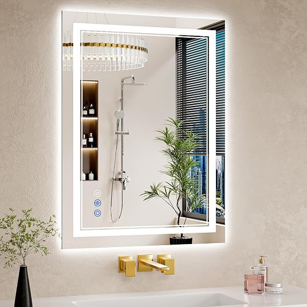 24"x32" LED Bathroom Mirror with Lights, Anti-Fog, Backlit + Front Lit…