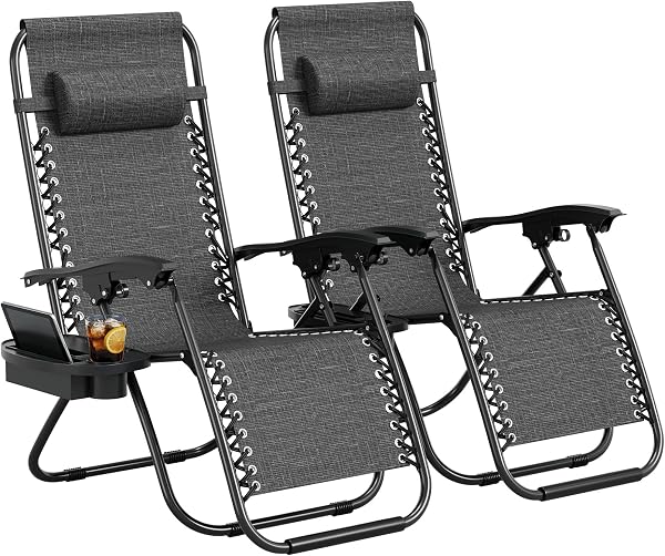 Garvee Zero Gravity Chair Set of 2, Adjustable Patio Lounge Chair