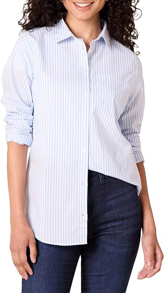 Amazon Essentials Women's Regular-Fit Long-Sleeve Button-Down Cotton Poplin…