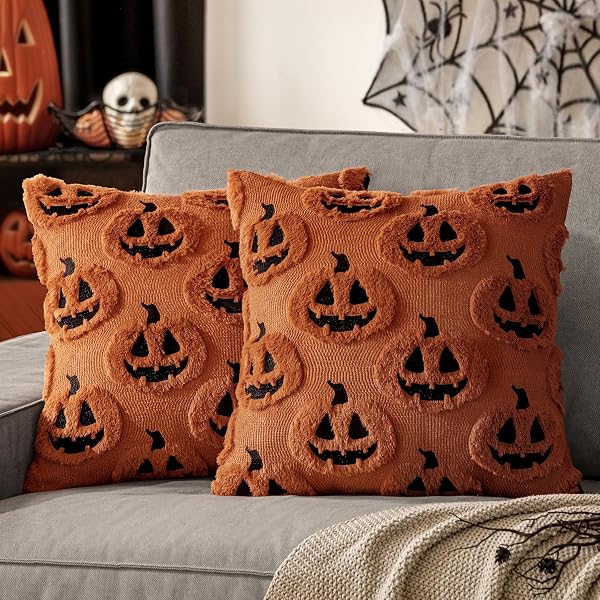 MIULEE Halloween Fall Thanksgiving Pumpkin Throw Pillow Covers 18x18 Rust