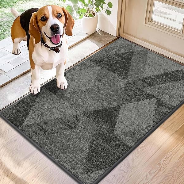 COSY HOMEER Entryway Rugs Doormat 20"x32",Non-Slip Absorbent Door Mat,Grey
