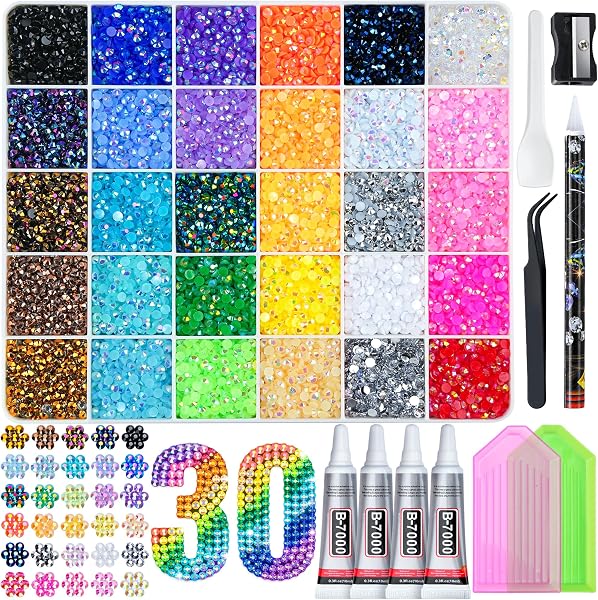 40000 Pcs Resin Jelly Rhinestones Kit, 30 Colors 3mm Flatback Rhinestones…