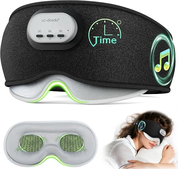 LC-dolida Bluetooth Sleep Eye Mask for Women/Men, Voice Control Bamboo Cotton…