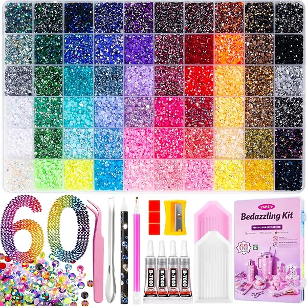 Bedazzling Kit 48000Pcs 60 Colors 3mm Resin Jelly Rhinestones - Diamond Art