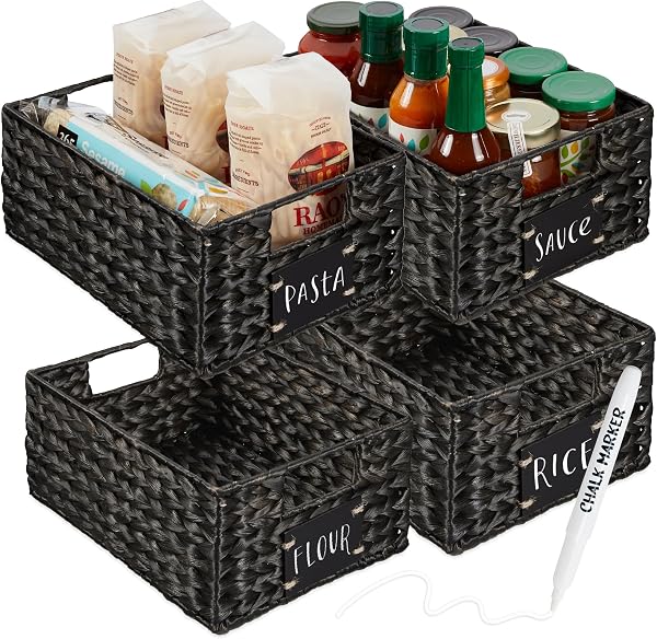 Best Choice Products Set of 4 9x12in Water Hyacinth Pantry Baskets, Woven…