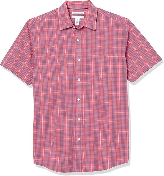 Amazon Essentials Men's Regular-Fit Short-Sleeve Poplin Shirt, Collared…