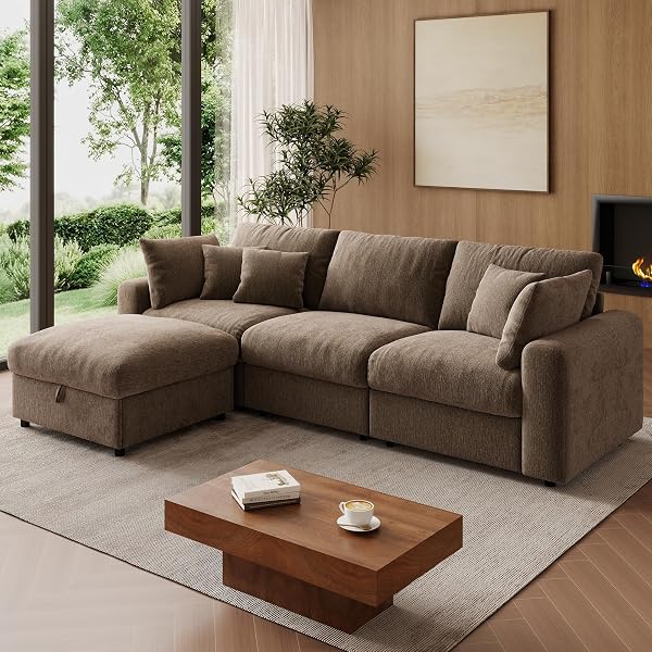 WorthFurni 110” Cloud Sectional Couches for Living Room, Modular Sectional…