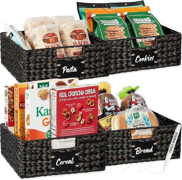 Best Choice Products Set of 4 13x12in Water Hyacinth Pantry Baskets, Woven…