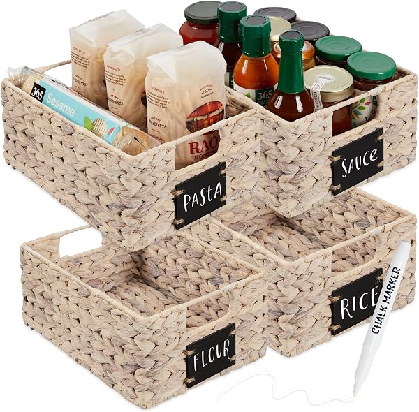 Best Choice Products Set of 4 9x12in Water Hyacinth Pantry Baskets, Woven…